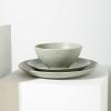 imageStone Lain Lauren Modern Stoneware 32piece Round Dinnerware Set Plates and Bowls Set Dish set for 8 Off WhiteGreen
