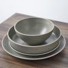 imageStone Lain Lauren Modern Stoneware 32piece Round Dinnerware Set Plates and Bowls Set Dish set for 8 Off WhiteGreen