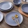 imageStone Lain Lauren Modern Stoneware 32piece Round Dinnerware Set Plates and Bowls Set Dish set for 8 Off WhiteLight Gray