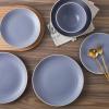 imageStone Lain Lauren Modern Stoneware 32piece Round Dinnerware Set Plates and Bowls Set Dish set for 8 Off WhiteLight Gray