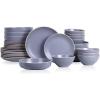 imageStone Lain Lauren Modern Stoneware 32piece Round Dinnerware Set Plates and Bowls Set Dish set for 8 Off WhiteLight Gray