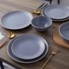 imageStone Lain Lauren Modern Stoneware 32piece Round Dinnerware Set Plates and Bowls Set Dish set for 8 Off WhiteLight Gray