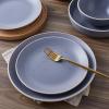 imageStone Lain Lauren Modern Stoneware 32piece Round Dinnerware Set Plates and Bowls Set Dish set for 8 Off WhiteLight Gray