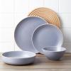imageStone Lain Lauren Modern Stoneware 32piece Round Dinnerware Set Plates and Bowls Set Dish set for 8 Off WhiteLight Gray