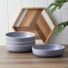 imageStone Lain Lauren Modern Stoneware 32piece Round Dinnerware Set Plates and Bowls Set Dish set for 8 Off WhiteLight Gray