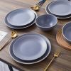 imageStone Lain Lauren Modern Stoneware 32piece Round Dinnerware Set Plates and Bowls Set Dish set for 8 Off WhiteLight Gray