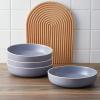 imageStone Lain Lauren Modern Stoneware 32piece Round Dinnerware Set Plates and Bowls Set Dish set for 8 Off WhiteLight Gray
