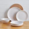 imageStone Lain Lauren Modern Stoneware 32piece Round Dinnerware Set Plates and Bowls Set Dish set for 8 Off WhiteOffWhite