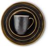 imageStone Lain Modern Poreclain 16 Piece Dinnerware Set Plates and Bowls Set Dish set for 4 White And Golden RimBlack with Gold Rim