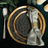 imageStone Lain Modern Poreclain 16 Piece Dinnerware Set Plates and Bowls Set Dish set for 4 White And Golden RimBlack with Gold Rim
