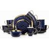 imageStone Lain Modern Poreclain 16 Piece Dinnerware Set Plates and Bowls Set Dish set for 4 White And Golden RimBlue with Gold Rim