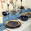 imageStone Lain Modern Poreclain 16 Piece Dinnerware Set Plates and Bowls Set Dish set for 4 White And Golden RimBlue with Gold Rim