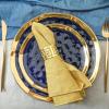 imageStone Lain Modern Poreclain 16 Piece Dinnerware Set Plates and Bowls Set Dish set for 4 White And Golden RimBlue with Gold Rim