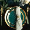 imageStone Lain Modern Poreclain 16 Piece Dinnerware Set Plates and Bowls Set Dish set for 4 White And Golden RimGreen with Gold Rim