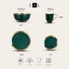imageStone Lain Modern Poreclain 16 Piece Dinnerware Set Plates and Bowls Set Dish set for 4 White And Golden RimGreen with Gold Rim