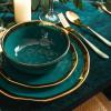 imageStone Lain Modern Poreclain 16 Piece Dinnerware Set Plates and Bowls Set Dish set for 4 White And Golden RimGreen with Gold Rim