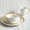 imageStone Lain Modern Poreclain 16 Piece Dinnerware Set Plates and Bowls Set Dish set for 4 White And Golden RimWhite with Gold Rim