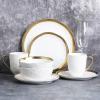 imageStone Lain Modern Poreclain 16 Piece Dinnerware Set Plates and Bowls Set Dish set for 4 White And Golden RimWhite with Gold Rim