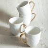 imageStone Lain Modern Poreclain 16 Piece Dinnerware Set Plates and Bowls Set Dish set for 4 White And Golden RimWhite with Gold Rim