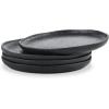 imageStone Lain Stoneware Dish Set Set of 4  Salad Plates Red and BlackBlackWhite