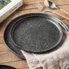 imageStone Lain Stoneware Dish Set Set of 4  Salad Plates Red and BlackBlackWhite