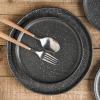 imageStone Lain Stoneware Dish Set Set of 4  Salad Plates Red and BlackBlackWhite