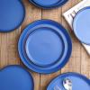 imageStone Lain Stoneware Dish Set Set of 4  Salad Plates Red and BlackBlue and Black