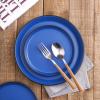 imageStone Lain Stoneware Dish Set Set of 4  Salad Plates Red and BlackBlue and Black