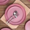 imageStone Lain Stoneware Dish Set Set of 4  Salad Plates Red and BlackPink White
