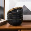 imageStone lain Florian Contemporary Porcelain Bowl Set Modern Gold and WhiteFlorian  Black