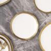 imageStone lain Florian Contemporary Porcelain Bowl Set Modern Gold and WhiteFlorian  White