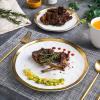 imageStone lain Florian Contemporary Porcelain Bowl Set Modern Gold and WhiteFlorian  White