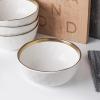 imageStone lain Florian Contemporary Porcelain Bowl Set Modern Gold and WhiteFlorian  White