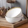 imageStone lain Florian Contemporary Porcelain Bowl Set Modern Gold and WhiteFlorian  White