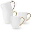 imageStone lain Florian Contemporary Porcelain Bowl Set Modern Gold and WhiteFlorian  White