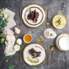 imageStone lain Florian Contemporary Porcelain Bowl Set Modern Gold and WhiteFlorian  White
