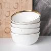 imageStone lain Florian Contemporary Porcelain Bowl Set Modern Gold and WhiteFlorian  White