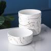 imageStone lain Florian Contemporary Porcelain Bowl Set Modern Gold and WhiteZora  White