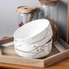 imageStone lain Florian Contemporary Porcelain Bowl Set Modern Gold and WhiteZora  White