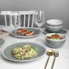 imageStone lain Serenity Stoneware Dish Set 4 Bowls Dark Gray and CreamGreen and Cream