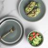 imageStone lain Serenity Stoneware Dish Set 4 Bowls Dark Gray and CreamGreen and Cream