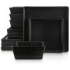 imageStone Lain 24 Pieces Stoneware Square Dinnerware Set Black MatteBlack