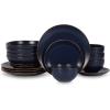 imageStone Lain Brasa Modern Stoneware 32 Piece Dinnerware Sets Plates and bowls Sets Dish Set for 8 GreenBlue