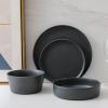 imageStone Lain Celina Stoneware 32Piece Dinnerware Set Cereal and Dinner Bowls GreyGray Matte