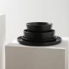 imageStone Lain Celina Stoneware 32Piece Dinnerware Set Cereal and Dinner Bowls GreyMatte Black