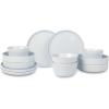imageStone Lain Celina Stoneware 32Piece Dinnerware Set Cereal and Dinner Bowls GreyWhite