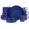 imageStone Lain Coupe Dinnerware Set Service For 4 Black MatteBlue