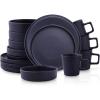 imageStone Lain Coupe Dinnerware Set Service For 4 Black MatteDark Blue