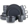 imageStone Lain Coupe Dinnerware Set Service For 4 Black MatteGray Matte