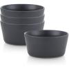 imageStone Lain Stoneware Bowls Set Matte Black 4 Count Pack of 1225 fl ozGrey Matte